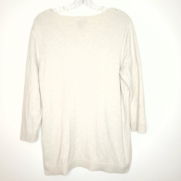 🌶️Gap Sweater Women’s XL Cream-White Embellished Diamond Pattern Long Sleeve - Picture 12 of 15